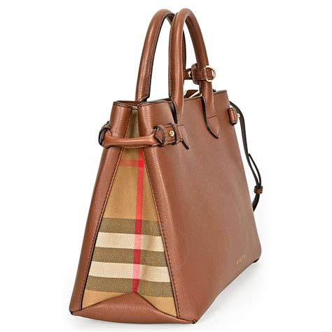 burberry medium banner in leather and house check|Burberry banner house check tote.